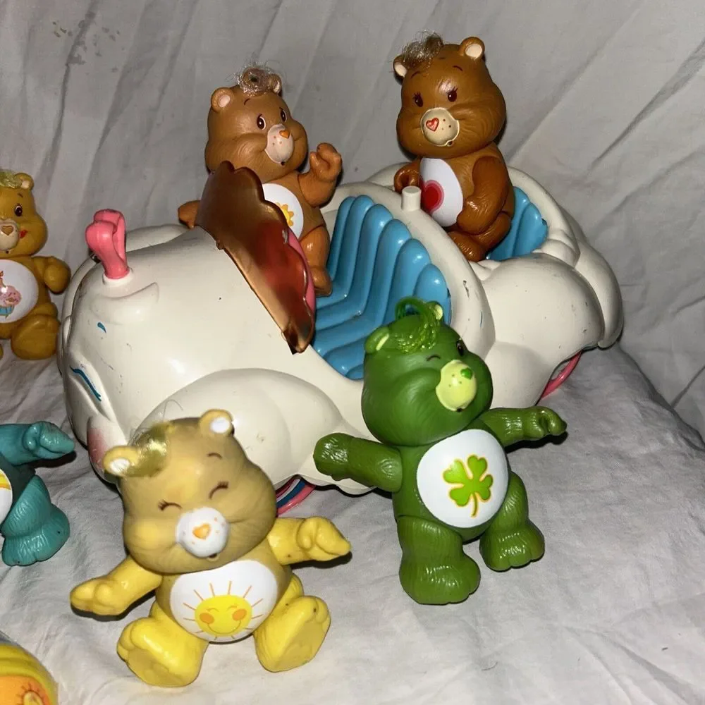 Care Bears Vintage 1983 Kenner Action Figure Toy Lot‎ 7 Bears With Cloud Car B1